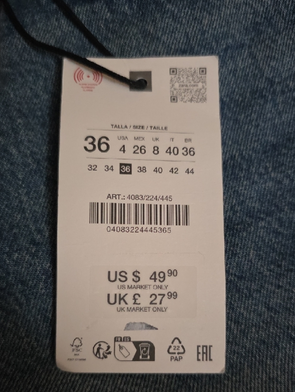 Zara - High-Rise Straight Leg Ankle Rigid Jeans in Mid Blue - Picture 4 of 6